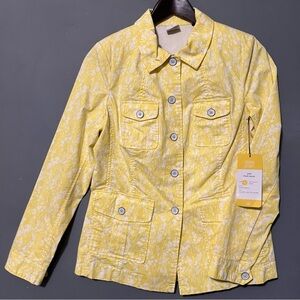 Spring Yellow Floral Jacket NWT Cabi Small Cotton Field of Daisies Cargo Pockets